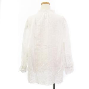 23区 タグ付き 22SS コットンリネン ストライプ フリル ブラウス 長袖 白 ホワイト 38 トップス SM0
