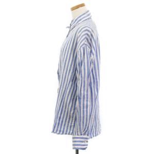 L'Appartement シャツ 長袖 ストライプ リネン ブルー ホワイト F トップス SM0