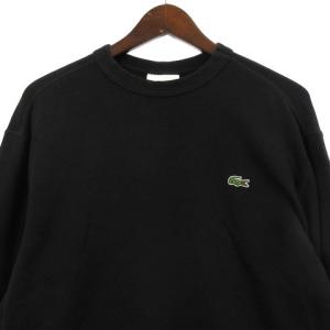 LACOSTE トレーナー スウェット プルオーバー ロゴ ワッペン 裏毛 黒 ブラック M トップス