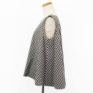 J&M DAVIDSON ノースリーブ ブラウス カットソー ギンガムチェック コットン ブラック ホワイト 8 トップス