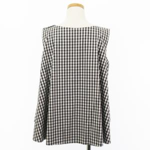 J&M DAVIDSON ノースリーブ ブラウス カットソー ギンガムチェック コットン ブラック ホワイト 8 トップス