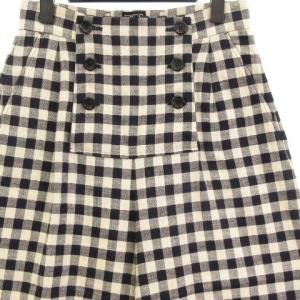 KEITA MARUYAMA 美品 ワイド パンツ バックリボン チェック リネン ダークネイビー 生成り 1