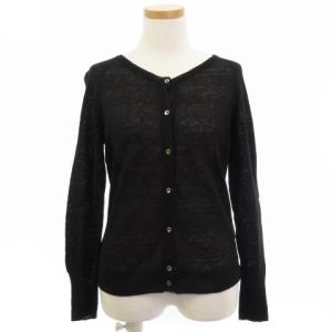 良品 シアー ニット カーディガン 長袖 リネン 黒 ブラック 2 トップス