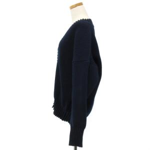 Spick&Span 22SS ソフトコアヤーン Vネック カーディガン リブニット オーバーサイズ コットン 紺 ネイビー F トップス