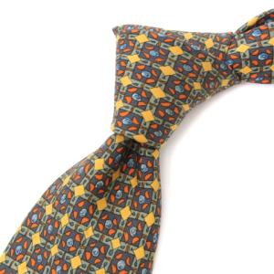 ネクタイ ワイドタイ 総柄 シルク フランス製 イエロー系 IBO38