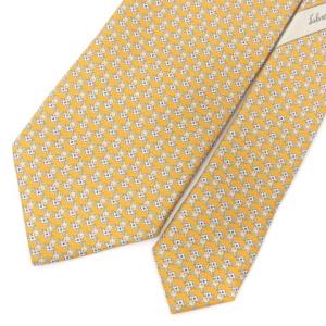 Salvatore Ferragamo 良品 ネクタイ レギュラータイ うさぎ柄 シルク イタリア製 ? イエロー IBO38