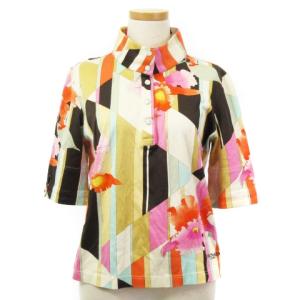 LEONARD SPORT ポロシャツ カットソー 半袖 プリント コットン マルチカラー ベージュ ピンク 40 トップス IBO38