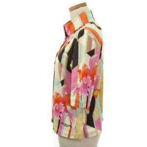 LEONARD SPORT ポロシャツ カットソー 半袖 プリント コットン マルチカラー ベージュ ピンク 40 トップス IBO38