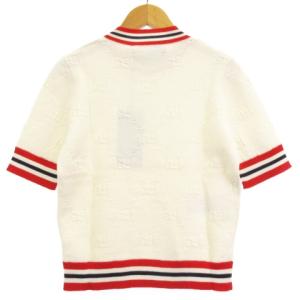GUCCI 19年製 GG柄 ニット  半袖 ジャガード ウール イタリア製 白 XS