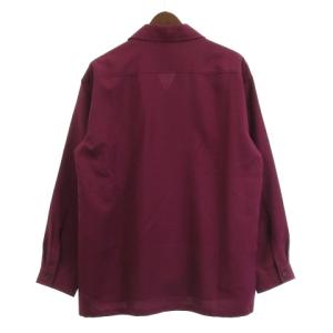 BLACK LABEL CRESTBRIDGE 良品 シャツ 長袖 オープンカラー ドッキング ストライプ 赤紫 M ECS