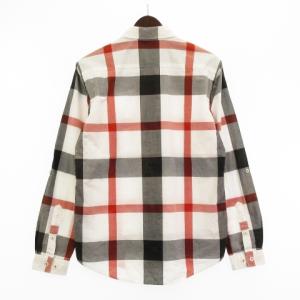 BLACK LABEL CRESTBRIDGE シャツ 長袖 チェック ロールアップ コットン リネン 白 黒 赤 M ECS