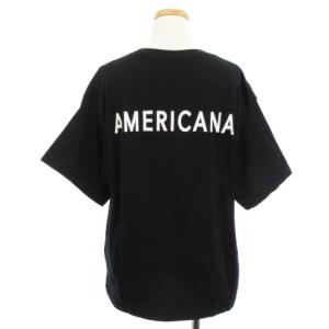 AMERICANA PARIGOT別注 Tシャツ カットソー 半袖 ロゴ プリント コットン 黒 ブラック トップス