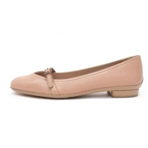 Salvatore Ferragamo AUDREY バレエシューズ レザー 23.5cm ピンクベージュ