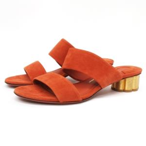 スエード ミュール サンダル レザー イタリア製 オレンジ 5D 22.5cm 靴