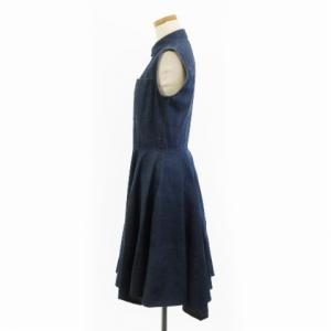 EPOCA デニム ワンピース ノースリーブ ひざ丈 フレア ライトオンス ストレッチ コットン インディゴ 38 ECS