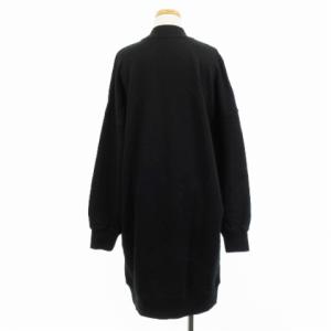 MSGM ブラッシュロゴ スウェット ワンピース 長袖 ひざ丈 プルオーバー プリント 裏毛 コットン イタリア製 黒 ブラック S