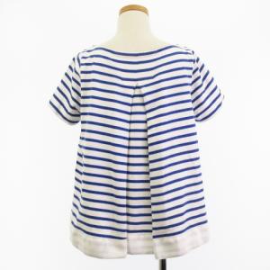 sacai 17SS バックフレア Tシャツ カットソー 半袖 ボーダー コットン 白 ホワイト 青 ブルー 2