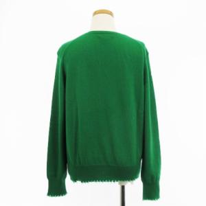 Drawer カシミヤ100％ Vネック フリンジ ニット セーター 長袖 緑 グリーン 2 トップス