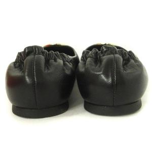 TORY BURCH CLASSIC REVA BALLET バレエシューズ フラット ロゴプレート ギャザー 黒 ブラック 7 ECS