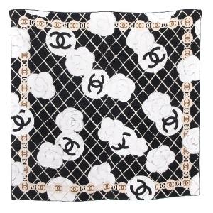 スカーフ カメリア ココマーク マトラッセモチーフ シルク ブラック ベージュ