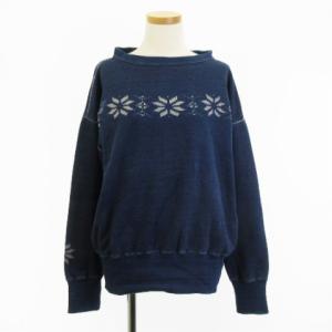 トレーナー スウェット 長袖 裏毛 フェアアイル柄 インディゴ染め コットン 1 トップス ECS