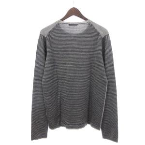 Neil Barrett ニット カットソー 長袖 ラウンドネック ボーダー ウール グレー系 S