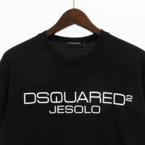 DSQUARED2 良品 20SS Tシャツ カットソー 半袖 プリント ロゴ コットン 黒 ブラック S トップス ECS