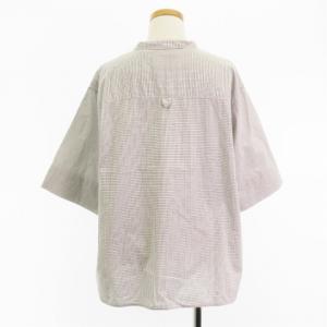 MHL. 23SS COTTON GRAPH CHECK シャツ ブラウス 五分袖 チェック プルオーバー コットン 白 ホワイト 2