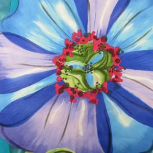 Salvatore Ferragamo 大判 スカーフ 水彩画風 花柄 シルク イタリア製 ブルー系 ECS