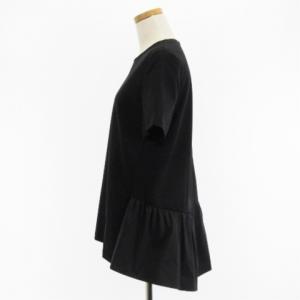 23区 良品 20年秋 コンパクトポンチ ぺプラム カットソー 半袖 異素材 コットン混 黒 ブラック 38 トップス