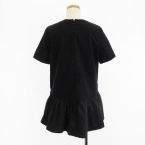 23区 良品 20年秋 コンパクトポンチ ぺプラム カットソー 半袖 異素材 コットン混 黒 ブラック 38 トップス