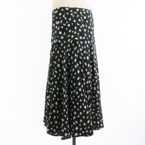 PRADA スカート ひざ丈 サーキュラー フレア 総柄 シルク イタリア製 緑 グリーン 42S ボトムス