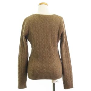 RALPH LAUREN ブラックレーベル SLIM FIT ニット セーター 長袖 Vネック ケーブル編み カシミヤ100％ 茶 ブラウン M ECS