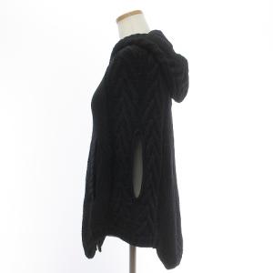 DIESEL ニット ジャケット ポンチョ風 フード ケーブルニット ヴィンテージ加工 コットン混 ダークネイビー S GY06