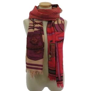 ストール カシミヤ シルク混 総柄 ピンク