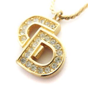 Christian Dior ネックレス ペンダント ロゴ ラインストーン ゴールドカラー アクセサリー ECS