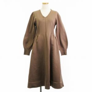 ホールガーメント ワンピース ニット ロング 長袖 Vネック プルオーバー CWN0205053 MOC モカ ブラウン系