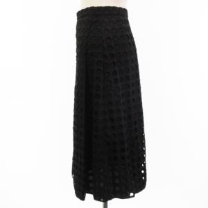 N°21 スカート ひざ丈 ドット パンチング フレア レース イタリア製 黒 ブラック 36 ボトムス