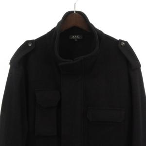 A.P.C. ヴィンテージ スタンドカラー ミリタリー メルトン ハーフコート フランス製 ジャケット 黒 ブラック S