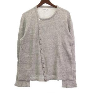 カーディガン カットソー 刺繍 長袖 グレー系 マルチカラー T1 M位