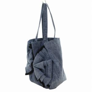 LUDLOW デニムハンドバッグ トート 肩掛け 手提げ リボン インディゴブルー 青