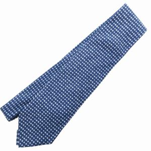 Salvatore Ferragamo ネクタイ ビジネス ワイドタイ 総柄 絹シルク 紺 ネイビー