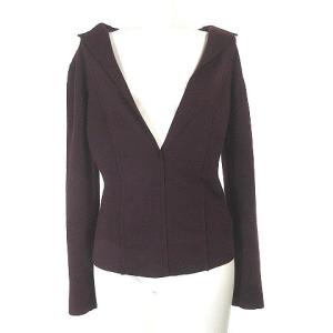 JIL SANDER ニット セーター カシミヤ シルク混 長袖 オープンネック 紫 パープル 34