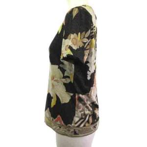 LEONARD FASHION ファッション Tシャツ カットソー 半袖 とろみ ラメ 花柄 黒 金 ブラック ゴールド M