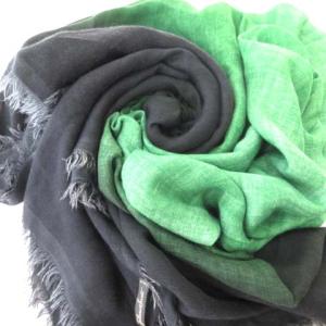 ストール 大判 フリンジ イタリア製 ブラック グリーン 黒 緑