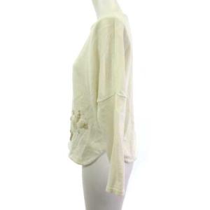 SYBILLA 24SS ホワイトフラワー刺繍 プルオーバー ニット セーター 長袖 ボートネック アイボリー M GBFCV-01390