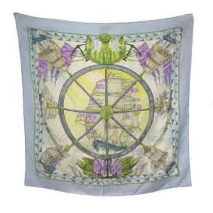 カレ90 Vive le vent 風よ吹け スカーフ シルク100％ ブルー