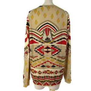 LEONARD 美品 最高級ライン PARIS カーディガン 長袖 ネイティブ柄 ウール ベージュ L