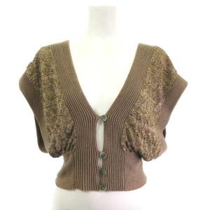 Lace Knit Bustier レースニットベスト ラメ ブラウン 茶 F