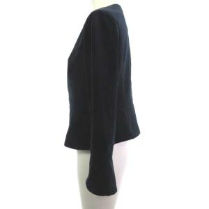 TOCCA ベロア ノーカラージャケット フレアスリーブ ネイビー 紺 0